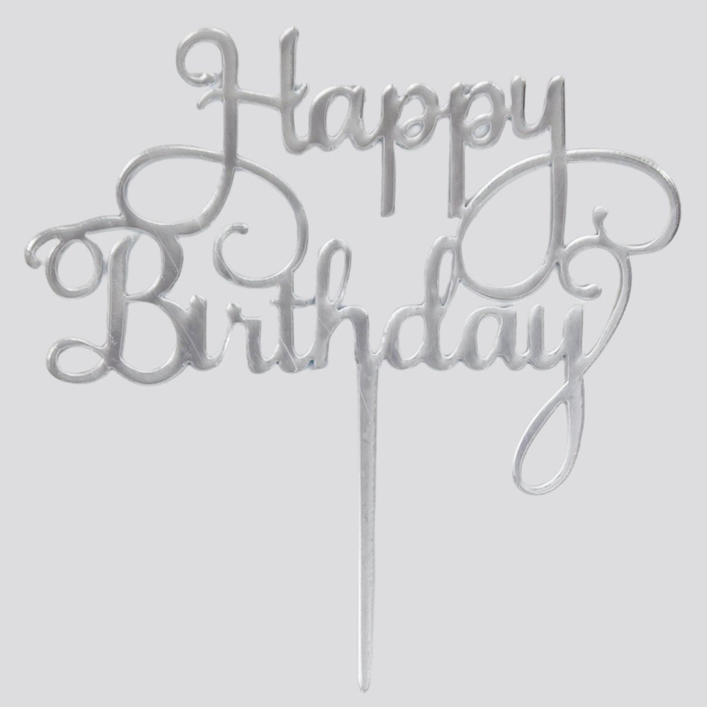 Happy Birthday Topper - Silver